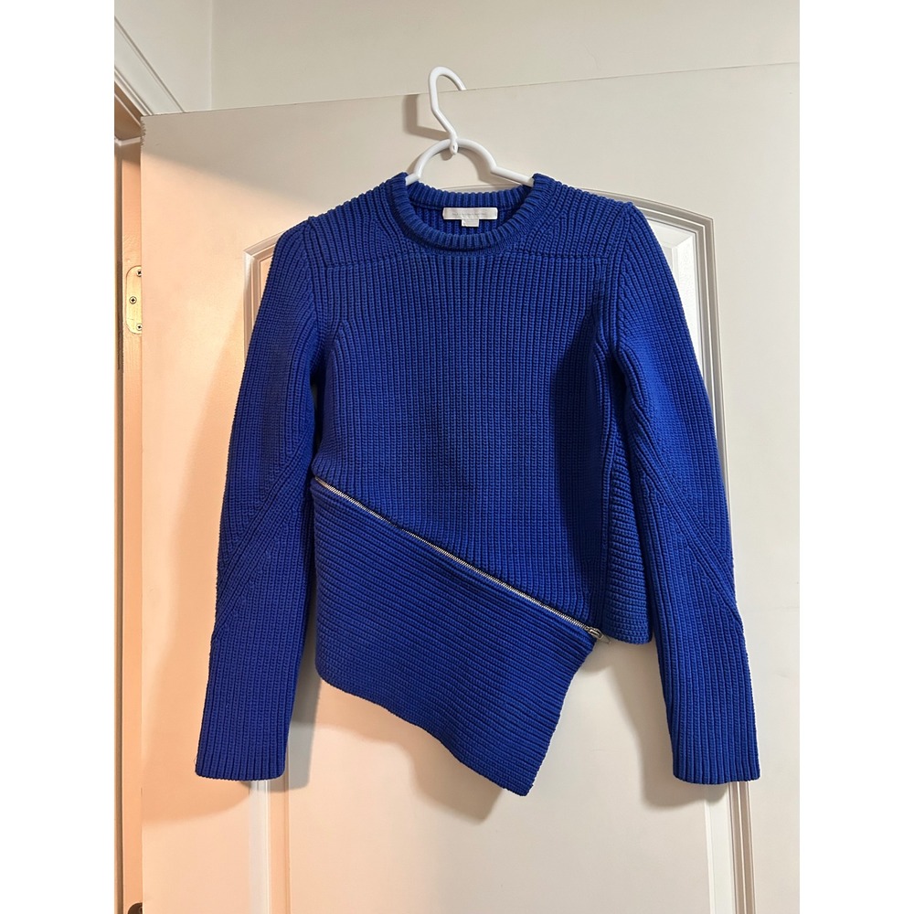 Alexander Wang Knit Sweater Royal Blue Asymmetrical Zipper Size‎ S